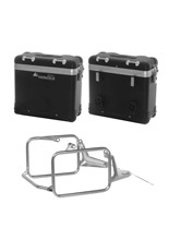 Zestaw: kufry boczne z anodowanego aluminium czarne Zega Pro + stelaże Touratech do BMW R 1300 GS (23-) (31+31L)