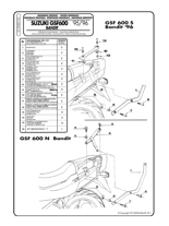 Stelaż GIVI pod kufer centralny Monokey/ Monolock Suzuki GSF 600 Bandit/ S/ 1200 Bandit (96-99)