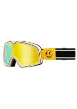 Gogle motocyklowe 100% Barstow z szybką lustrzaną biało-żółte