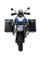 Zestaw: kufry boczne czarne Zega Evo X + stelaże srebne Touratech BMW F 900 GS (24-) [poj.: 45+45l]