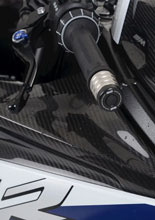 Koncówki kierownicy motocyklowej R&G BMW M 1000 RR (21-24)/S 1000 RR (23-), Yamaha Tracer 9/GT (21-24)/Tracer 9GT+ (23-) srebrno-czarne