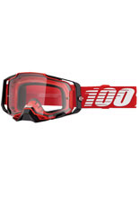 Gogle motocyklowe 100% Armega z przezroczystą szybką, czerwono-czarno-białe