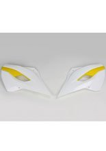 Osłony chłodnicy UFO do Husqvarna TC 125/300 (14-15), TE/TX 125/250/300 (14-16), TC 250 (16), FC 250/350/450 (14-15), FE 250/350/450/501 (14-16) biało-żółte