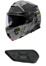 Zestaw: kask szczękowy Schuberth C5 Globe szary + dedykowany interkom motocyklowy