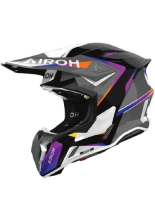 Kask enduro Airoh Twist 3 Hustle czarno-biało-fioletowy połysk