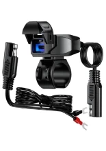 Gniazdo USB Quick Charge Power Delivery Biketec mocowane do kierownicy czarne