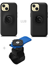 Zestaw: etui na telefon iPhone 15 oraz uchwyt Quad Lock montowany za pomocą paska z szybkozłączką
