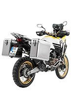 Zestaw: kufry boczne srebrne Zega Mundo + stelaże czarne Touratech Honda CRF1000L Africa Twin/CRF1000L Adventure Sports (31+38L)