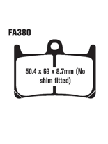 Klocki hamulcowe EBC FA380HH 50.4 x 69 x 8.7mm NA PRZÓD