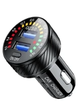 Ładowarka z podwójnym gniazdem USB QC3.0 i woltomierzem Biketec czarna