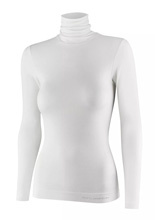 Koszulka damska z golfem Brubeck Comfort Merino biała