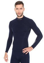Bluza męska BRUBECK EXTREME WOOL z długim rękawem granatowa