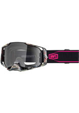 Gogle motocyklowe 100% Armega Sarcelle z przezroczystą szybką, czarno-różowe