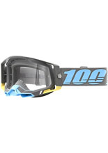 Gogle motocyklowe 100% Racecraft 2 Trinidad z przezroczystą szybką, szaro-niebiesko-żółte