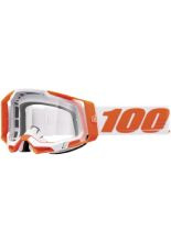 Gogle motocyklowe 100% Racecraft 2 z przezroczystą szybką, pomarańczowo-białe