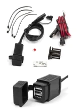 Podwójne gniazdo USB Biketec mocowane do kierownicy czarne