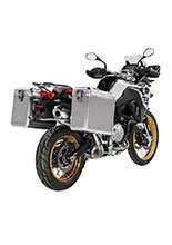 Zestaw: kufry boczne srebrne Zega Mundo + stelaże srebrne Touratech BMW F850GS/ Adventure/ F750GS/ F900GS Adventure/ F800GS (24-) (31+38L)