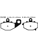 Klocki hamulcowe EBC FA192HH A. 90 x 51 x 8.5mm B. 68 x 52 x 9.5mm NA TYŁ