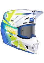 Kask enduro Leatt Moto 7.5 V25 Pixel biało-niebiesko-żółty z goglami biało-niebieskimi