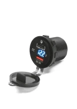 Podwójne gniazdo USB (Typ C i QC3.0) z podświetleniem Biketec mocowane do owiewki lub kierownicy czarne