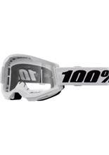 Gogle motocyklowe dziecięce 100% Strata 2 z przezroczystą szybką biało-czarne