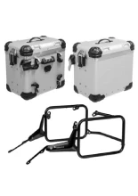 Zestaw: kufry boczne z anodowanego aluminium srebrne "And-S" Zega Evo + stelaże czarne Touratech BMW R 1300 GS Adventure (24-) [45+45l]