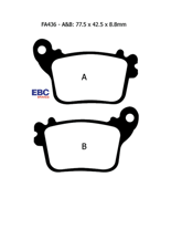 Klocki hamulcowe EBC FA436V 77.5 x 42.5 x 8.8mm NA TYŁ