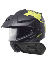 Zestaw: kask szczękowy Schuberth E2 Atlas czarno-zółty + dedykowany interkom motocyklowy
