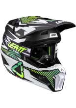 Kask enduro Leatt Moto 3.5 z goglami czarno-białymi-fluo