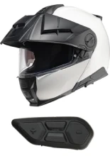 Zestaw: Kask szczękowy Schuberth E2 biały połysk + dedykowany interkom motocyklowy