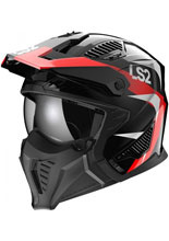 Kask modułowy LS2 OF606 Drifter Triality czarno-biało-czerwony