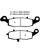 Klocki hamulcowe EBC FA231HH A. 133.5 x 36.8 x 8.4mm B. 109.6 x 44.4 x 8.5mm NA PRAWY PRZÓD
