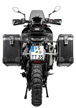 Zestaw: kufry boczne czarne "And-Black" Zega Pro + stelaże srebrne Touratech Husqvarna Norden 901/ Expedition, KTM Adventure 890/ R/ 790/ R (31+38L)