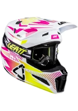 Kask enduro Leatt Moto 3.5 z goglami czarno-biało-żółtymi