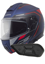 Zestaw: kask szczękowy Schuberth C5 Omega niebiesko-czarno-czerwony + dedykowany interkom motocyklowy