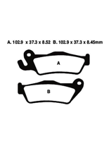 Klocki hamulcowe EBC FA438HH A. 102.9 x 37.3 x 8.52mm B. 102.9  x 37.3 x 8.45mm NA TYŁ