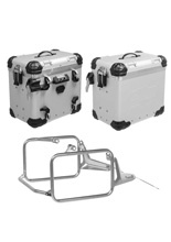 Zestaw: kufry boczne z anodowanego aluminium srebrne "And-S" Zega Evo + stelaże Touratech do BMW R1300 GS (23-) (45+45L)