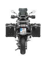 Zestaw: kufry boczne z anodowanego aluminium czarne Zega Evo X + stelaże srebne Touratech BMW R1250GS/Adventure/ R1200GS (13-)/ R1200GS Adventure (14-) (2 x 45L)