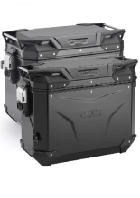 Zestaw kufrów bocznych GIVI Trekker Outback Evo Smart 44/37 aluminiowych, czarnych [z 2 wkładkami SLR; poj.: prawy 44l, lewy: 37l]