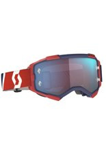 Gogle motocyklowe Scott Fury czerwono-niebieskie z niebieską, lustrzaną szybą