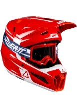 Kask enduro Leatt Moto 3.5 z goglami czarno-biało-czerwonymi