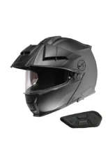 Zestaw: kask szczękowy Schuberth E2 czarny matowy + dedykowany interkom motocyklowy