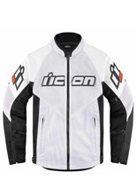 Kurtka motocyklowa skórzano-tekstylna Icon Mesh AF biało-czarna