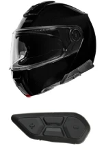 Zestaw: kask szczękowy Schuberth C5 czarny połysk + dedykowany interkom motocyklowy