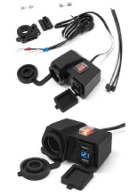 Gniazdo zapalniczki USB z wyłącznikiem Biketec mocowane do kierownicy czarne