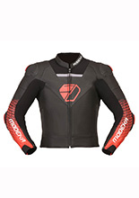 Kurtka motocyklowa skórzana Modeka Yron czarno-czerwona