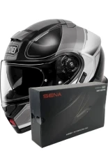 Zestaw: kask szczękowy Shoei Neotec 3 Sharpen TC-5 czarno-szary + dedykowany interkom motocyklowy Sena SRL 3