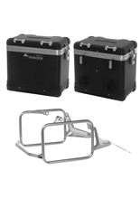 Zestaw: kufry boczne z anodowanego aluminium czarne Zega Pro + stelaże Touratech do BMW R 1300 GS (23-) (45+45L)