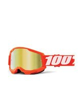 Gogle motocyklowe z szybą lustrzaną dziecięce 100% Strata 2 pomarańczowe