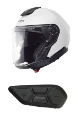 Zestaw: Kask otwarty Schuberth J2 biały + dedykowany interkom motocyklowy